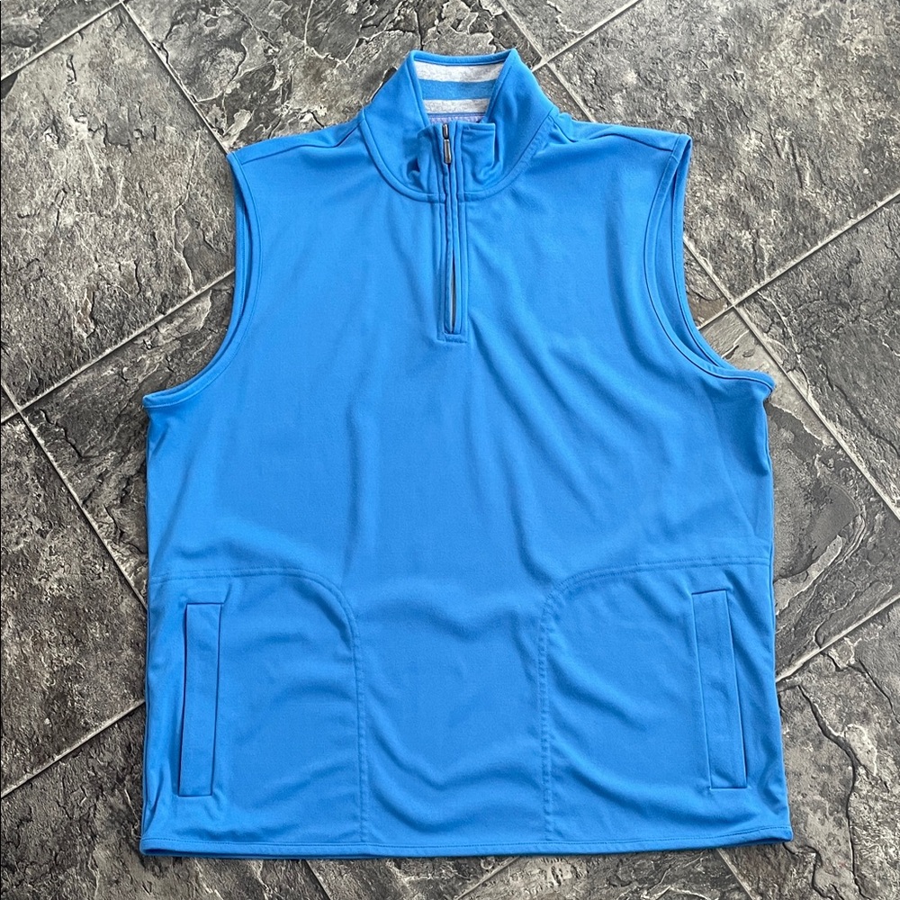 BROOKS BROTHERS Blue Sleeveless Quarter-Zip Preppy Coastal Pullover Vest
